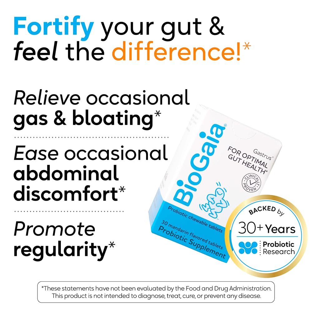 BioGaia Gastrus Gut Health Probiotic | Eases Abdominal Discomfort, Gas & Bloating | Promotes Regularity & a Healthy Gut | Contributes to a Balanced Microbiome | Backed by 30 Years of Research