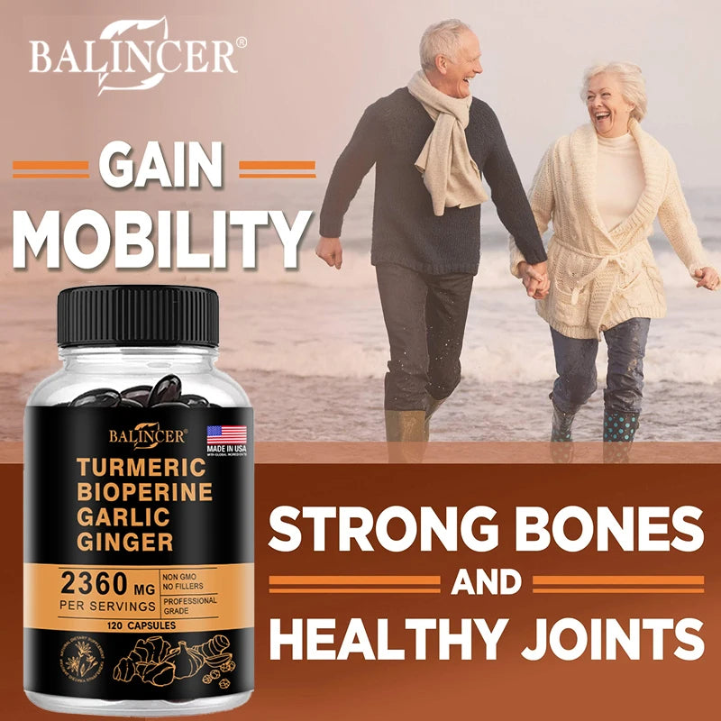 Turmeric 2360 Mg with Garlic Curcumin Black Pepper for Better Absorption, Joint Flexibility, Digestion, 120 Veggie Capsules