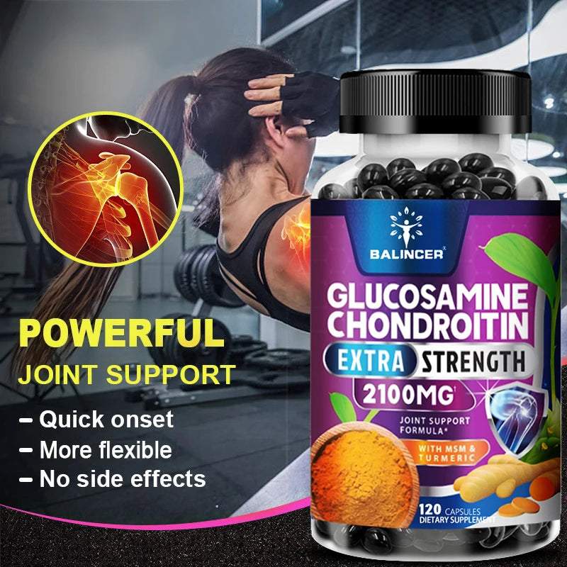 Chondroitin Turmeric MSM Glucosamine Triple Strength 2100 Mg for Hips, Knees, Joints & Back Comfort - Joint Supplements