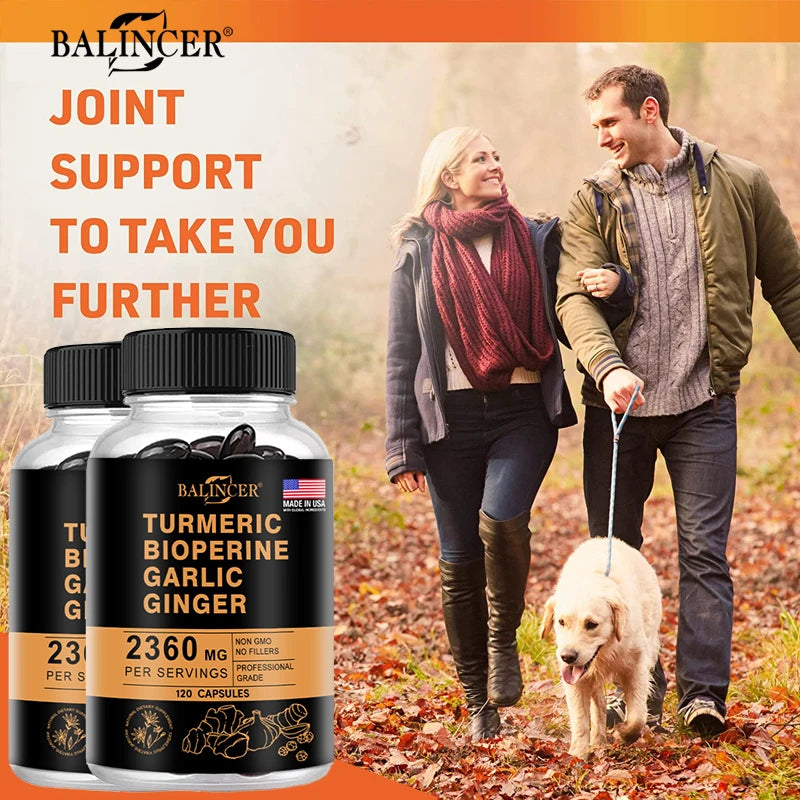 Turmeric 2360 Mg with Garlic Curcumin Black Pepper for Better Absorption, Joint Flexibility, Digestion, 120 Veggie Capsules
