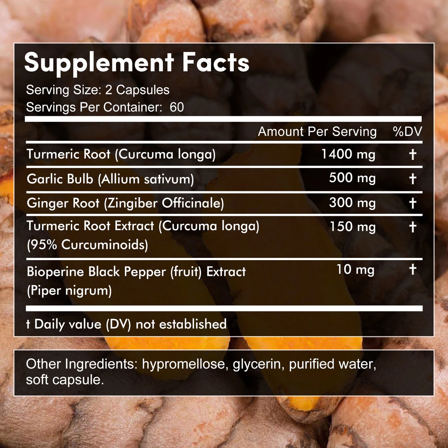 Turmeric 2360 Mg with Garlic Curcumin Black Pepper for Better Absorption, Joint Flexibility, Digestion, 120 Veggie Capsules