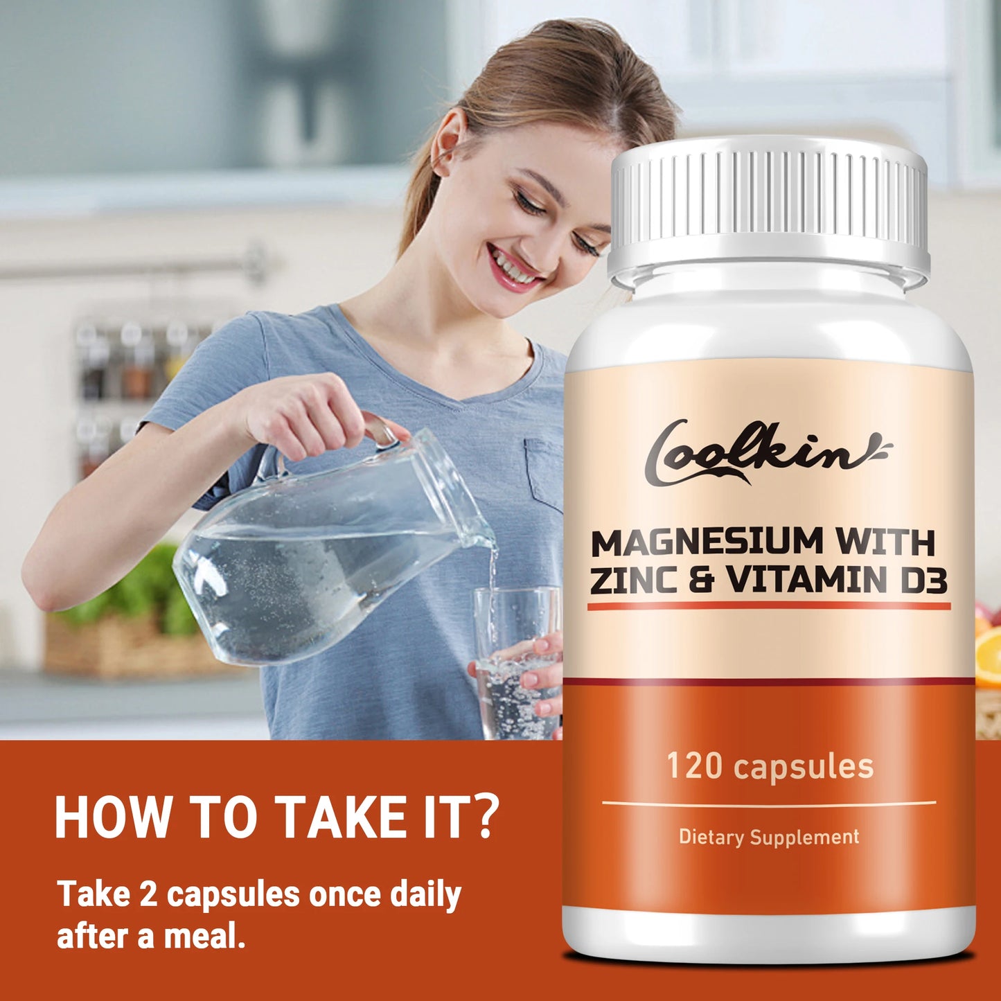 Magnesium with Zinc & Vitamin D3 - for Sleep, Bone, Heart, Immune Support, Relieve Stress and Improve Mood - 120 Capsules