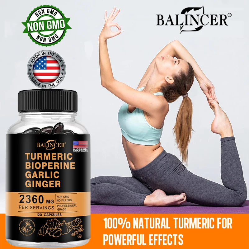 Turmeric 2360 Mg with Garlic Curcumin Black Pepper for Better Absorption, Joint Flexibility, Digestion, 120 Veggie Capsules