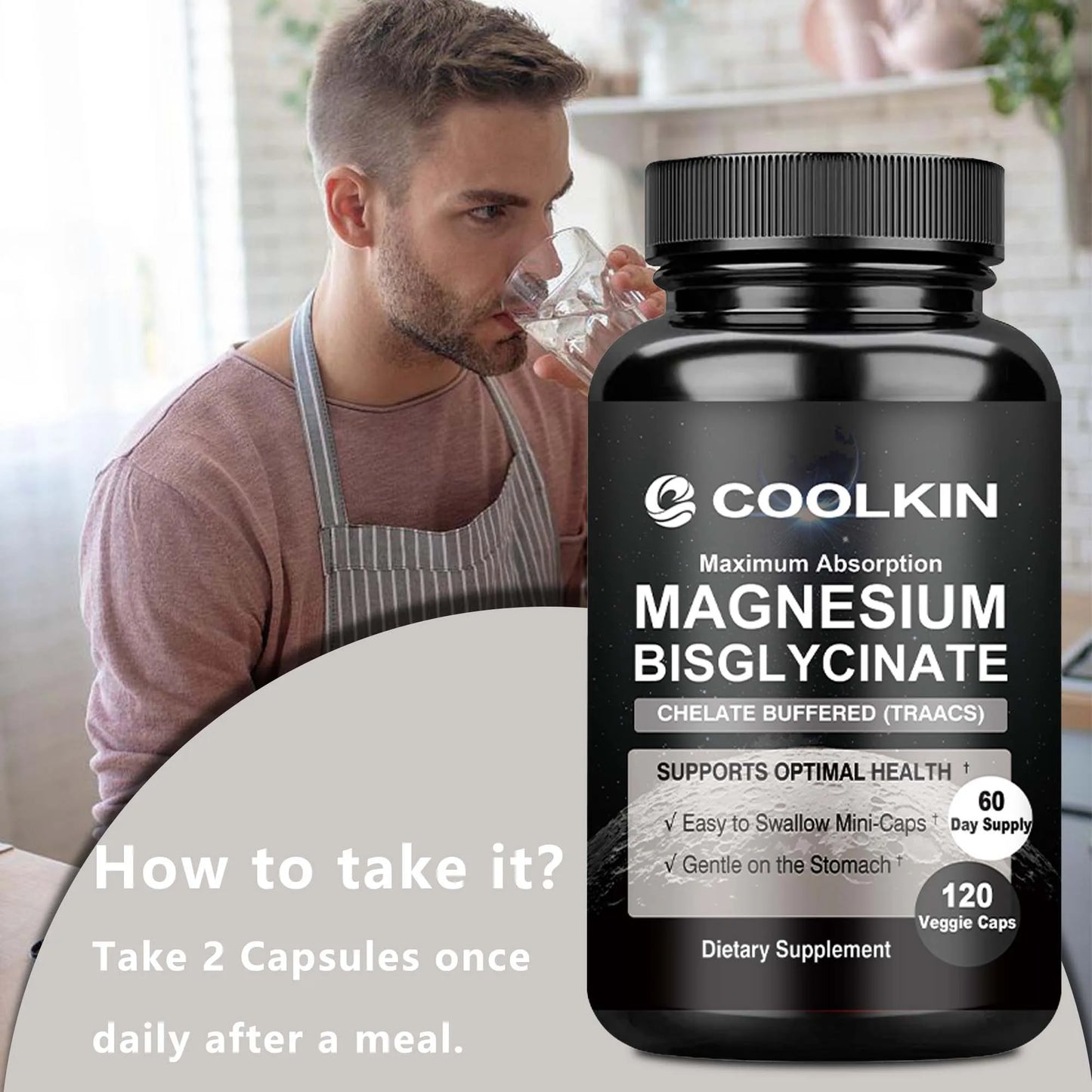 Magnesium Bisglycinate - Provides Energy, Heart, Muscle, Bone and Joint Support, and Boosts Metabolism - 120 Capsules