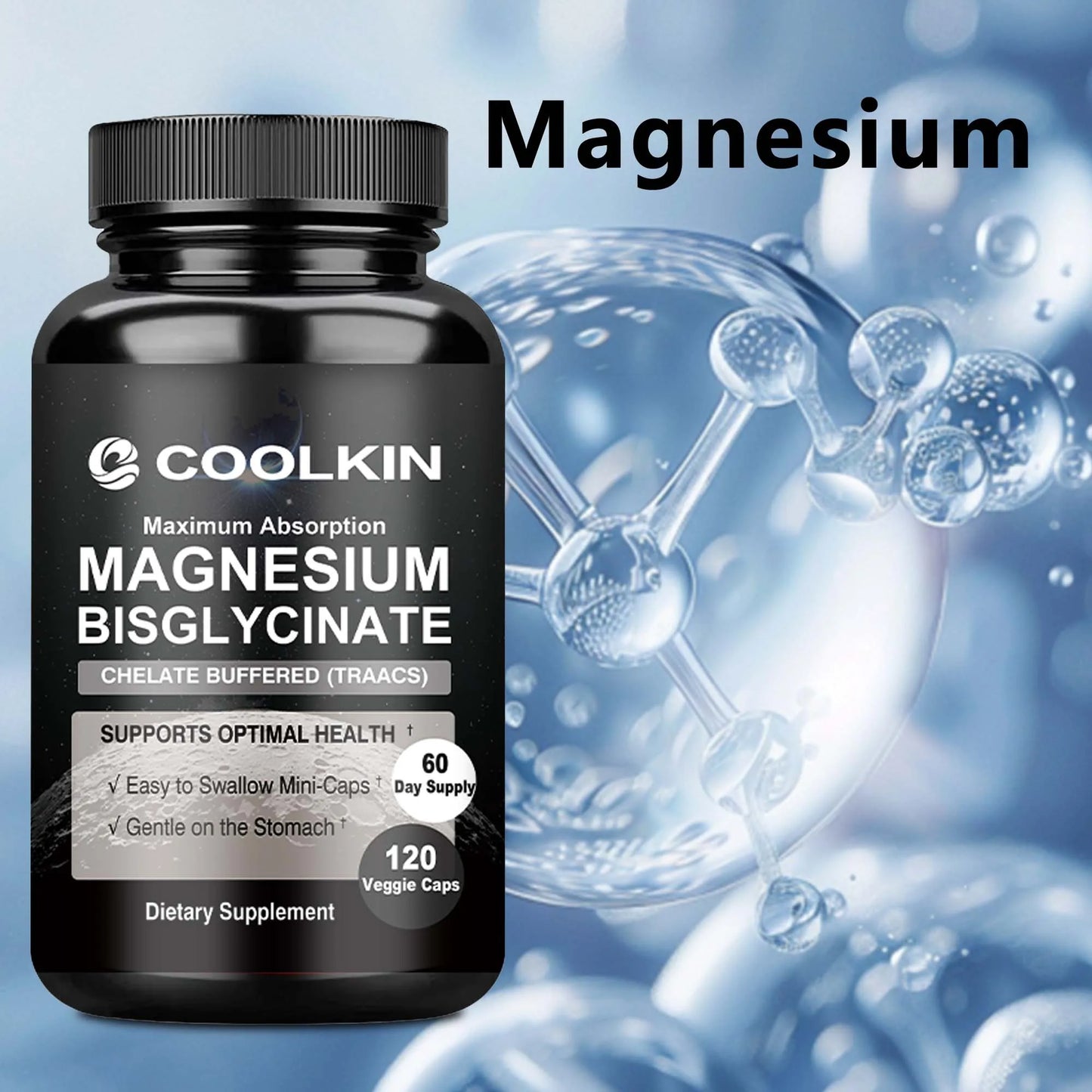 Magnesium Bisglycinate - Provides Energy, Heart, Muscle, Bone and Joint Support, and Boosts Metabolism - 120 Capsules