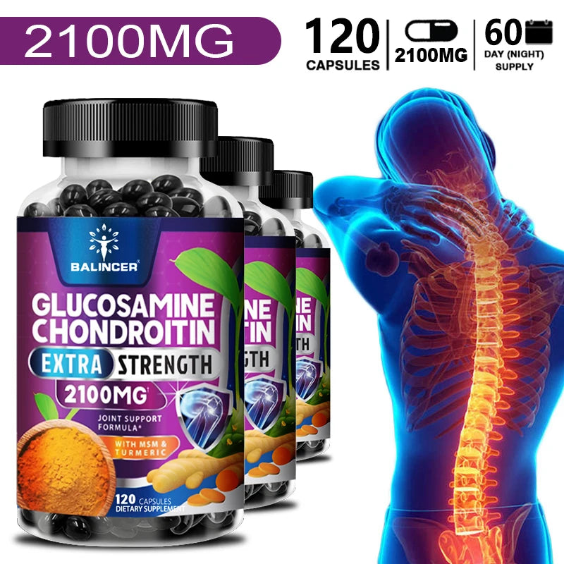 Chondroitin Turmeric MSM Glucosamine Triple Strength 2100 Mg for Hips, Knees, Joints & Back Comfort - Joint Supplements