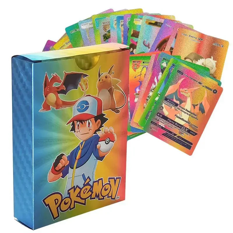 Pokemon Game Cards English Spanish French German Pikachu Rare Card Set Gold Silver Black Game Collector Tabletop Battle Cards