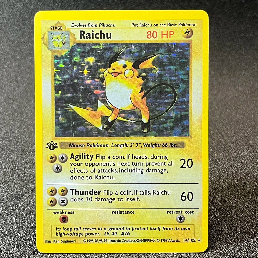 PKM Foil Cards Charizard Blastoise Venusaur Alakazam Mewtwo Zapdos Raichu 1996 1st Edition Game Collection PTCG Proxy Cards