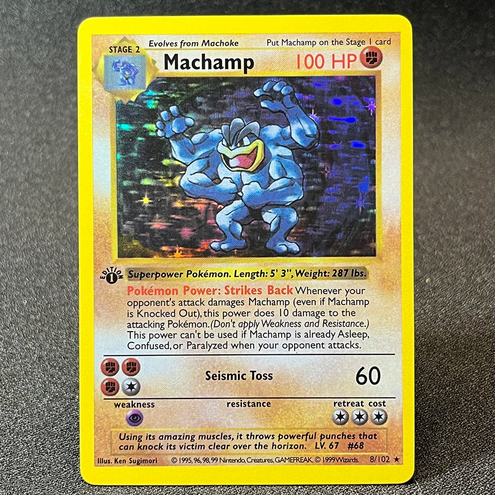 PKM Foil Cards Charizard Blastoise Venusaur Alakazam Mewtwo Zapdos Raichu 1996 1st Edition Game Collection PTCG Proxy Cards