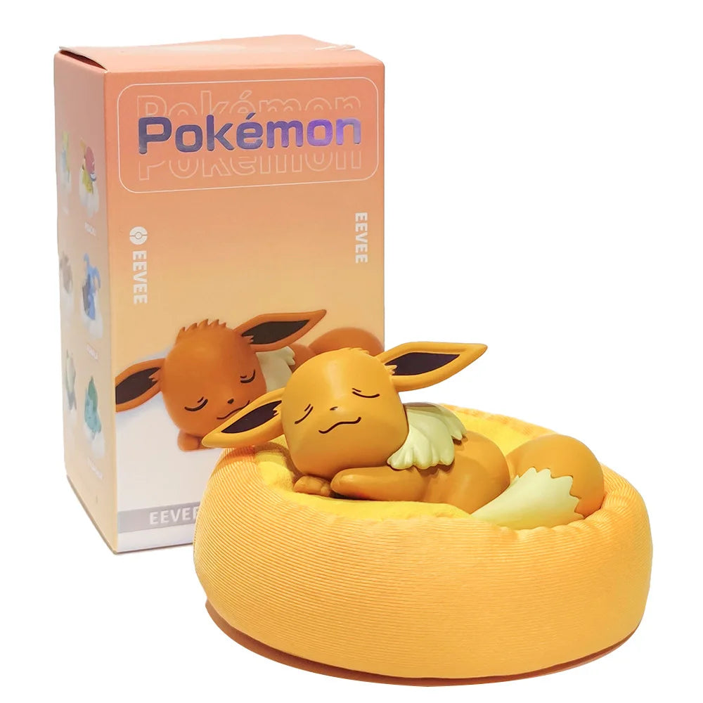 Genuine Pokemon Set Model Anime Leisure time Series Figure Slowpoke Charmander Gonbe Rowlet Car Interior Sleeping Position Toys