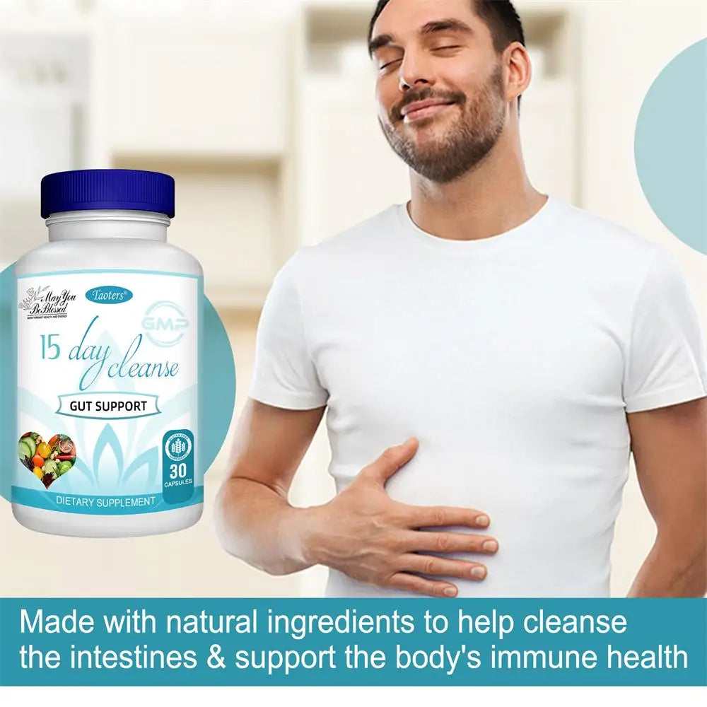 15-Day Bowel Cleanse & Detox Capsules, Supports Intestines & Colon, Cleanses & Detoxifies, Relieves Bloating, Constipation