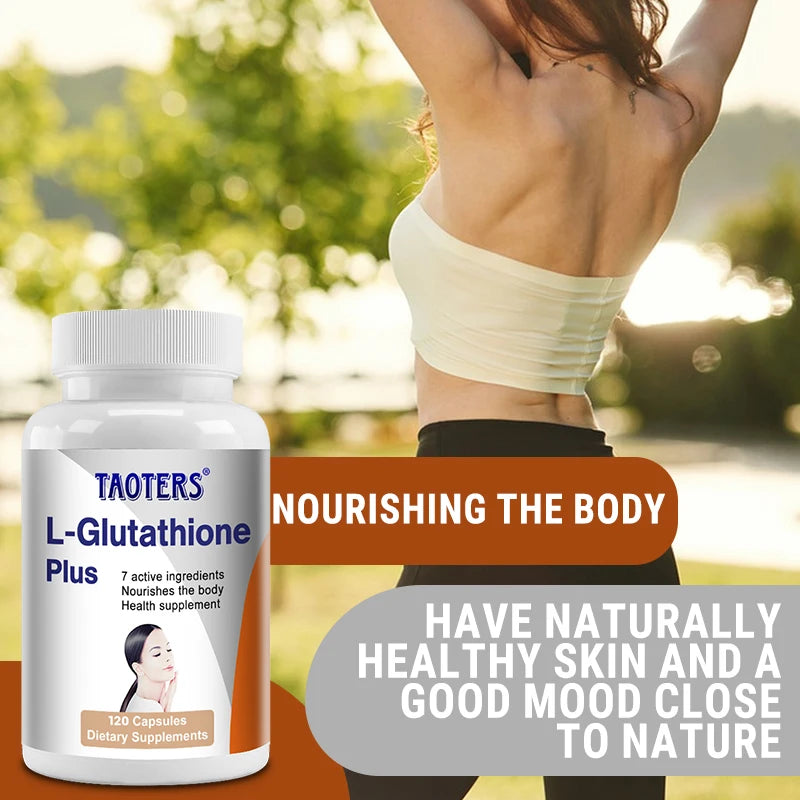 L-Glutathione supplement, antioxidant, supports immune system, skin and overall health, inhibits melanin production