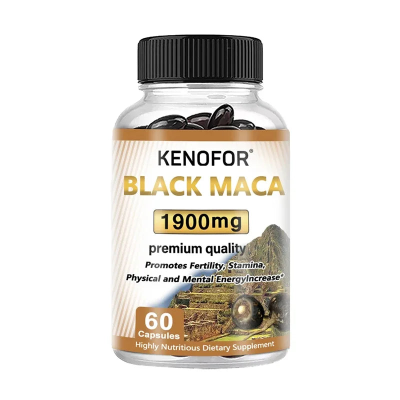 Organic Black Maca Extract - Supports Endurance, Muscle Growth, Vascular Health, Improves Athletic Performance, 60/120 Capsules