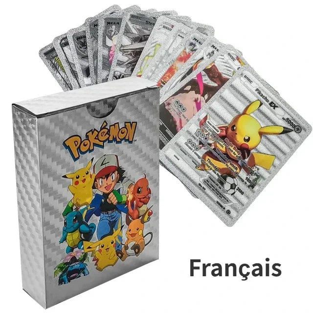 Pokemon Game Cards English Spanish French German Pikachu Rare Card Set Gold Silver Black Game Collector Tabletop Battle Cards