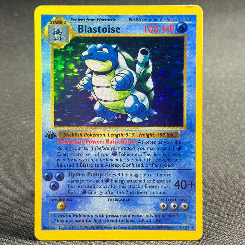PKM Foil Cards Charizard Blastoise Venusaur Alakazam Mewtwo Zapdos Raichu 1996 1st Edition Game Collection PTCG Proxy Cards