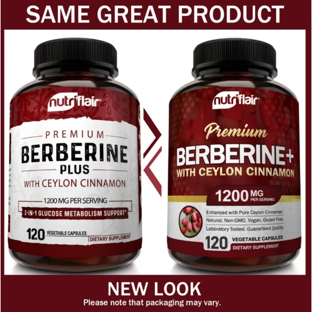 Premium Berberine HCl, Pure Ceylon Cinnamon Extract, Blood Sugar Balance, Cardiovascular Health, Supports Heart Health