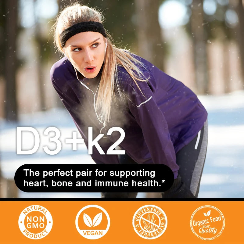 Vitamin K2 (MK7) with D3 Supplement Non-GMO Dietary Supplement for Bone, Teeth, Muscle and Immune Health Support