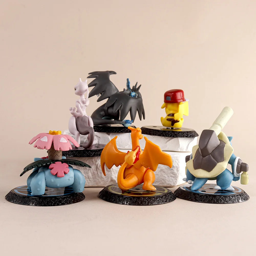 Pokemon 6Pcs Anime Figure Pikachu 6-7cm Figure Charizard Blastoise Squirtle Bulbasaur Action Figures Model Toys Gifts