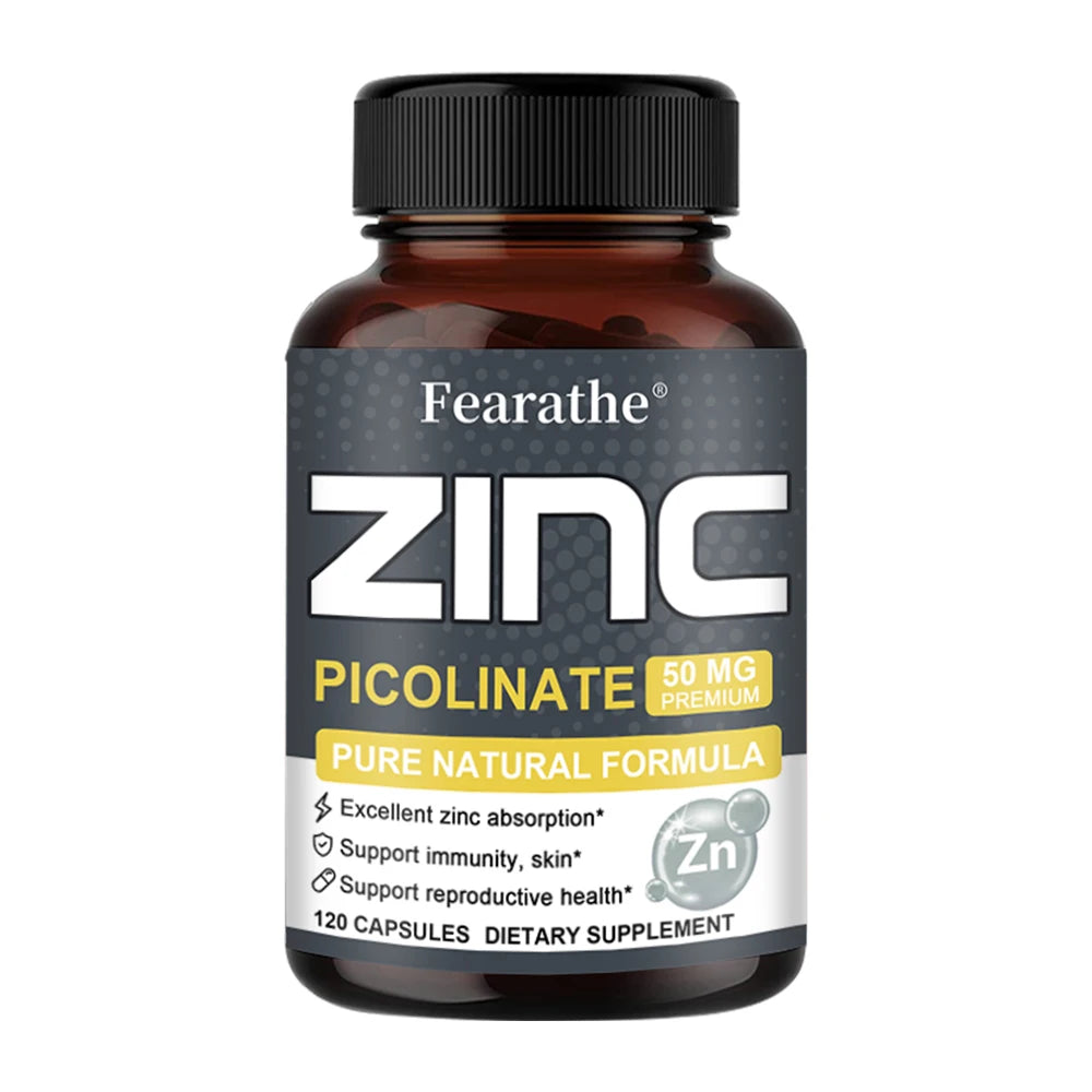 Zinc Capsules Help The Body's Immune Defense, Hair, Skin, Nails, Energy, Super Absorbable, Non-GMO, Gluten Free, Vegetarian