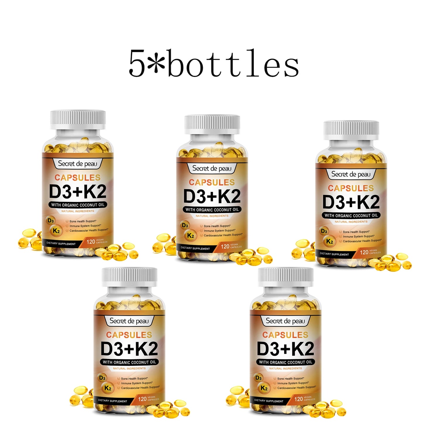 Vitamin K2 (MK7) with D3 Supplement Non-GMO Dietary Supplement for Bone, Teeth, Muscle and Immune Health Support