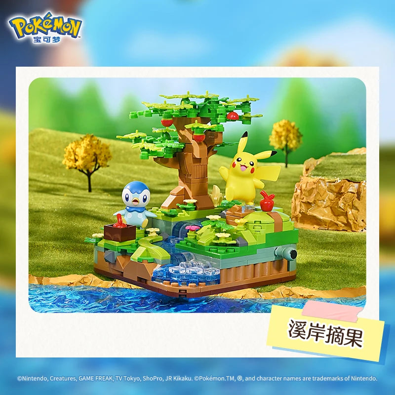 Pokemon Pet Elf Pikachu Psyduck Sunflora Slowpoke Action Figure Assembled Model Keeppley Building Block Toys Kids Festival Gifts
