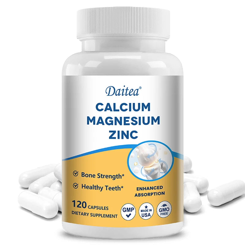 Calcium Magnesium Zinc Supplement, Supports Bone, Teeth, Muscle and Joint Health, Promotes Nerve Function, Immunity, Digestion