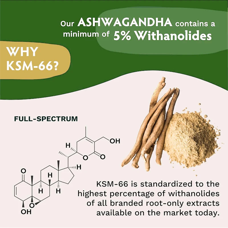 Ashwagandha 1200 mg - Brain & Memory Support, Stress Relief, Supports Energy & Focus, Healthy Muscle Growth, 120 Veggie Capsules
