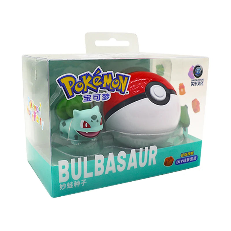Genuine Pokemon Elf Ball 3D scene Doll Action Figure Pikachu Squirtle Bulbasaur Snorlax Pokeball Anime Model Kids Birthday Gift