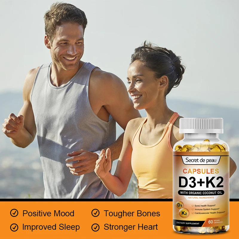 Vitamin K2 (MK7) with D3 Supplement Non-GMO Dietary Supplement for Bone, Teeth, Muscle and Immune Health Support