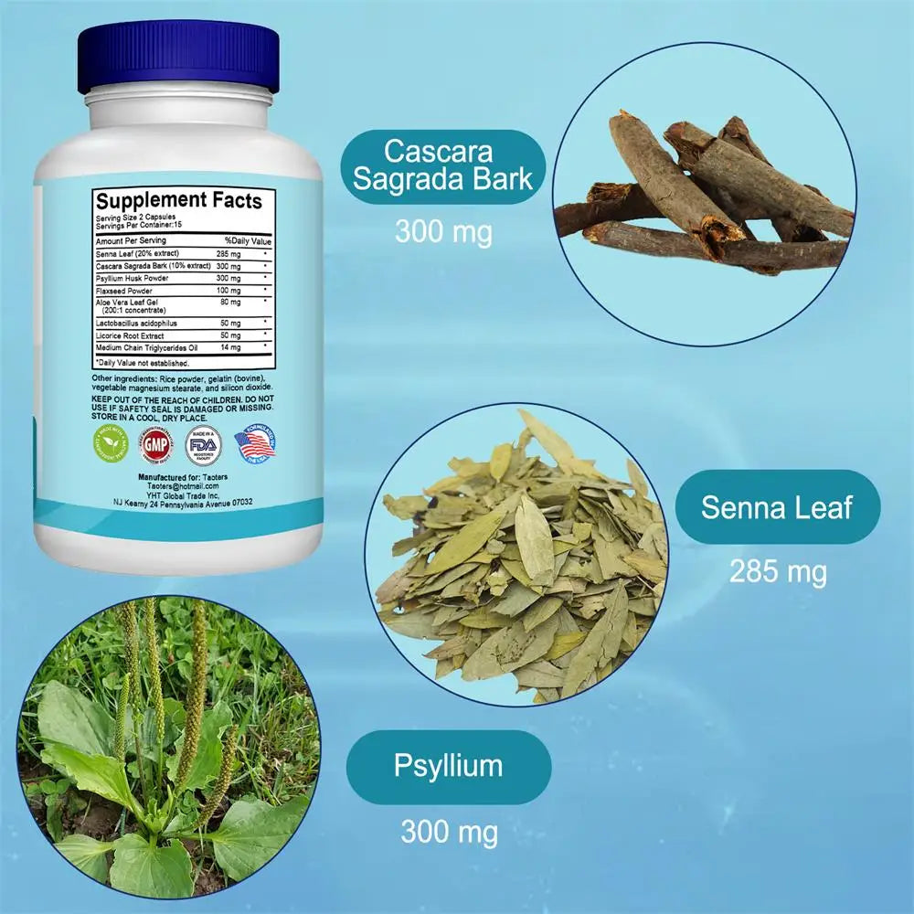15-Day Bowel Cleanse & Detox Capsules, Supports Intestines & Colon, Cleanses & Detoxifies, Relieves Bloating, Constipation