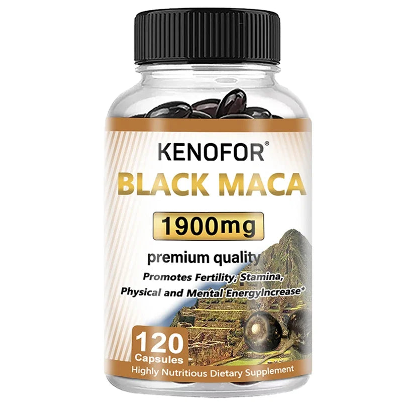 Organic Black Maca Extract - Supports Endurance, Muscle Growth, Vascular Health, Improves Athletic Performance, 60/120 Capsules