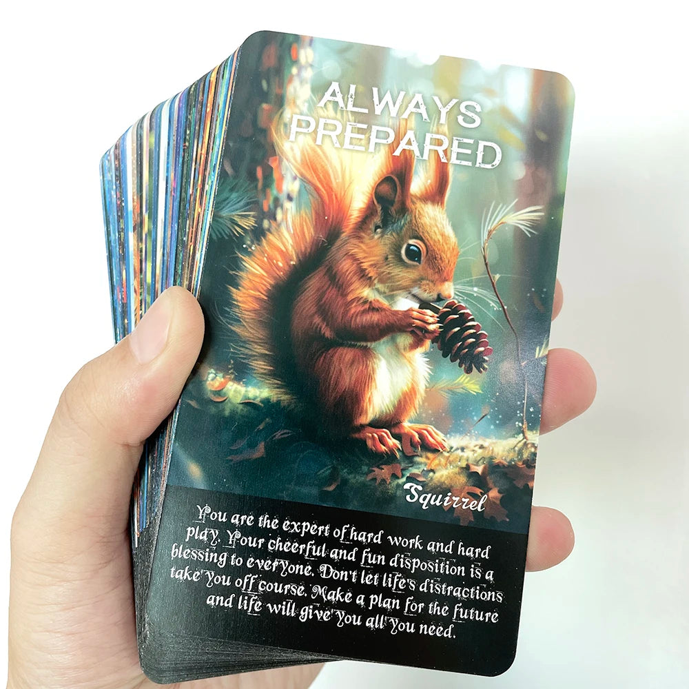 Spirit Animals Oracle Cards, Tarot Cards, Animals Message, Taro Deck with Keywords, Fortune Telling Toys, 12x7cm, 52-Cards