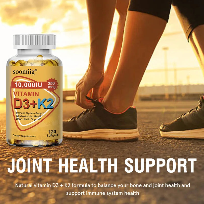 Vitamin D3 & K2 Supplement 10000 IU Immune Support, Hair, Skin & Nail Health Joint, Bone, Cardiovascular & Immune Health.
