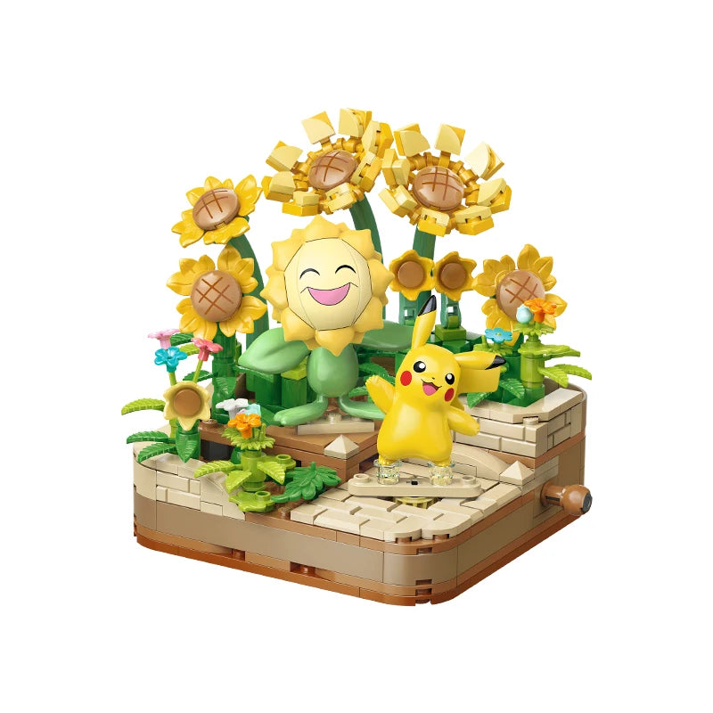 Pokemon Pet Elf Pikachu Psyduck Sunflora Slowpoke Action Figure Assembled Model Keeppley Building Block Toys Kids Festival Gifts