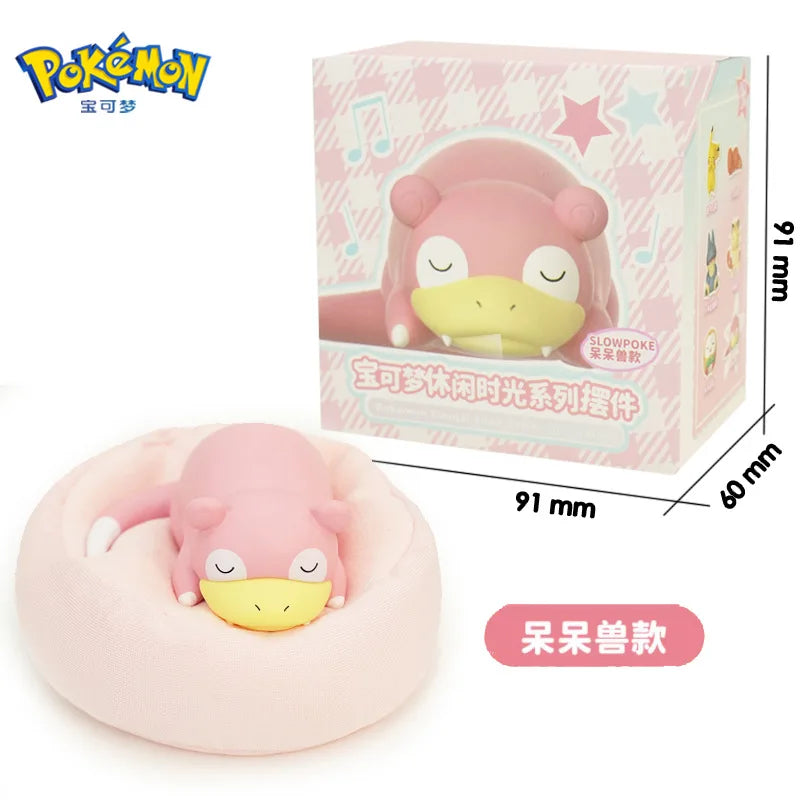 Genuine Pokemon Set Model Anime Leisure time Series Figure Slowpoke Charmander Gonbe Rowlet Car Interior Sleeping Position Toys