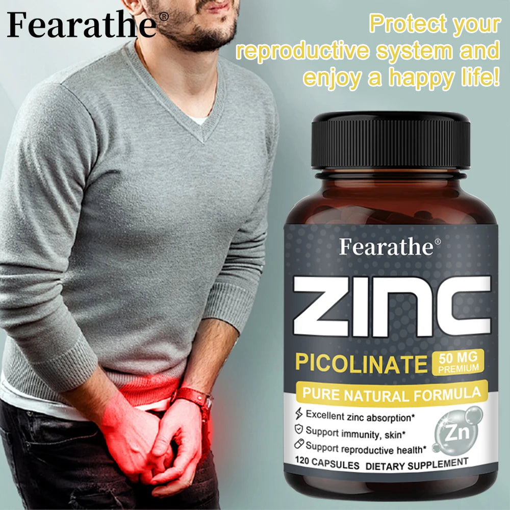 Zinc Capsules Help The Body's Immune Defense, Hair, Skin, Nails, Energy, Super Absorbable, Non-GMO, Gluten Free, Vegetarian