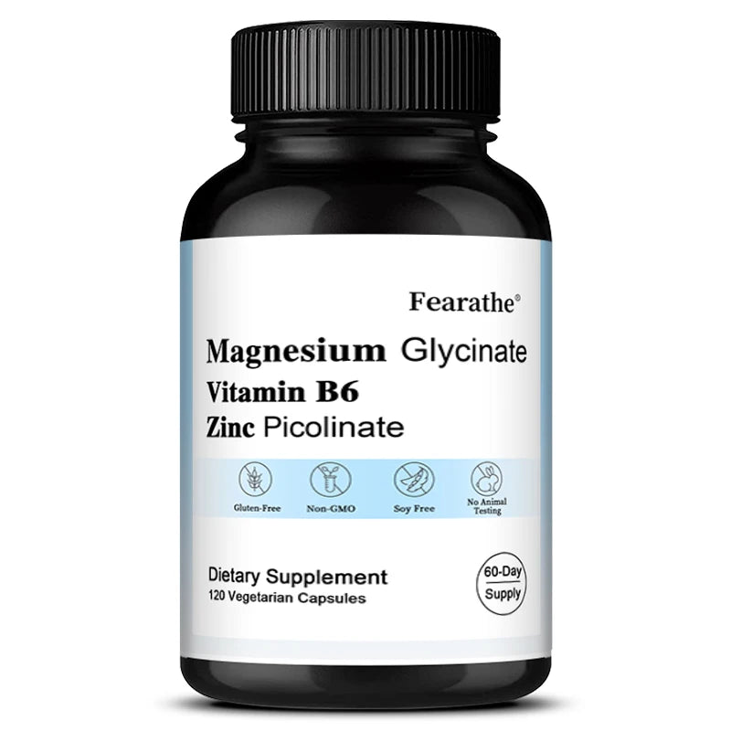 Zinc Picolinate + Magnesium Glycinate + Vitamin B6 Supplement, Promotes Skin Health, Balances The Immune System, Vegan, Non-GMO