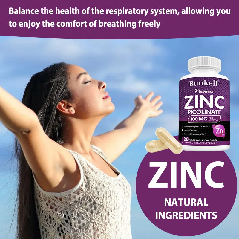 Premium Zinc Picolinate 100 Mg - Immune Defense Strengthens The Immune System and Cell Regeneration, Natural Antioxidant