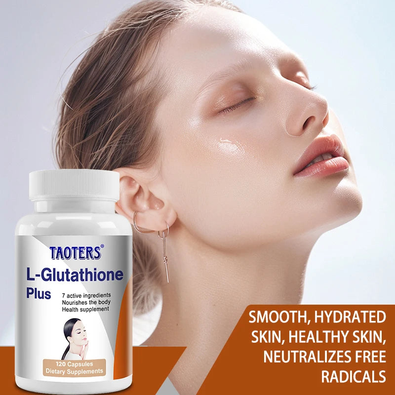 L-Glutathione supplement, antioxidant, supports immune system, skin and overall health, inhibits melanin production