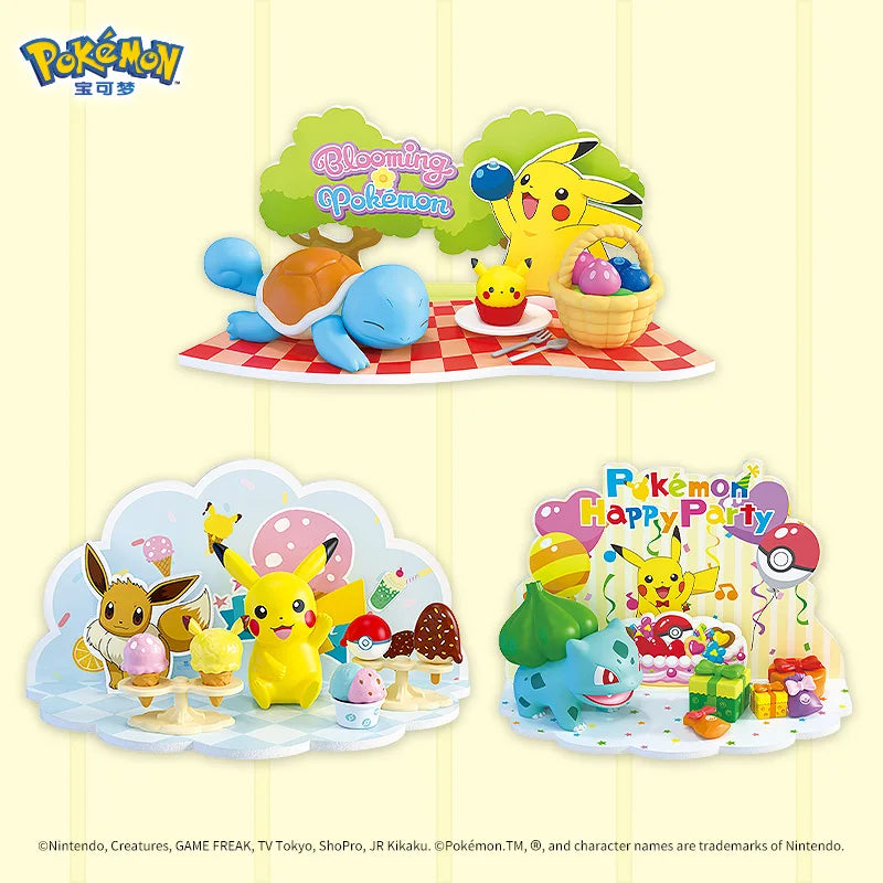 Genuine Pokemon Elf Ball 3D scene Doll Action Figure Pikachu Squirtle Bulbasaur Snorlax Pokeball Anime Model Kids Birthday Gift