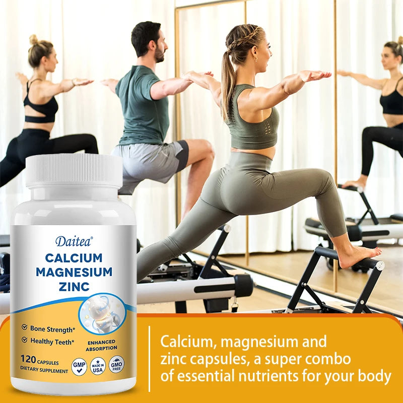 Calcium Magnesium Zinc Supplement, Supports Bone, Teeth, Muscle and Joint Health, Promotes Nerve Function, Immunity, Digestion