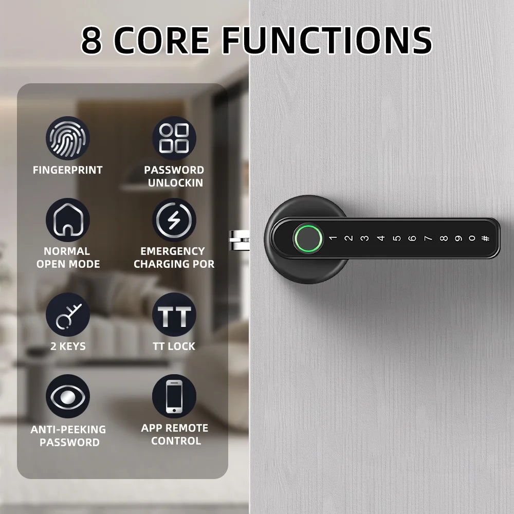 Aoresac Fingerprint Door Lock/Smart Door knob/Biometric Door Lock with passcode keypad keyless/APP Remote Control/Entry Door