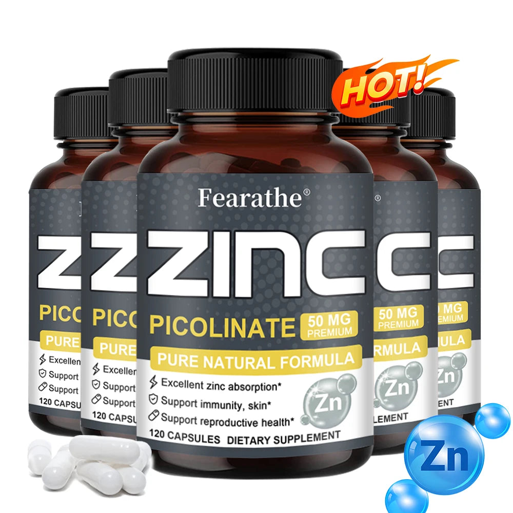 Zinc Capsules Help The Body's Immune Defense, Hair, Skin, Nails, Energy, Super Absorbable, Non-GMO, Gluten Free, Vegetarian