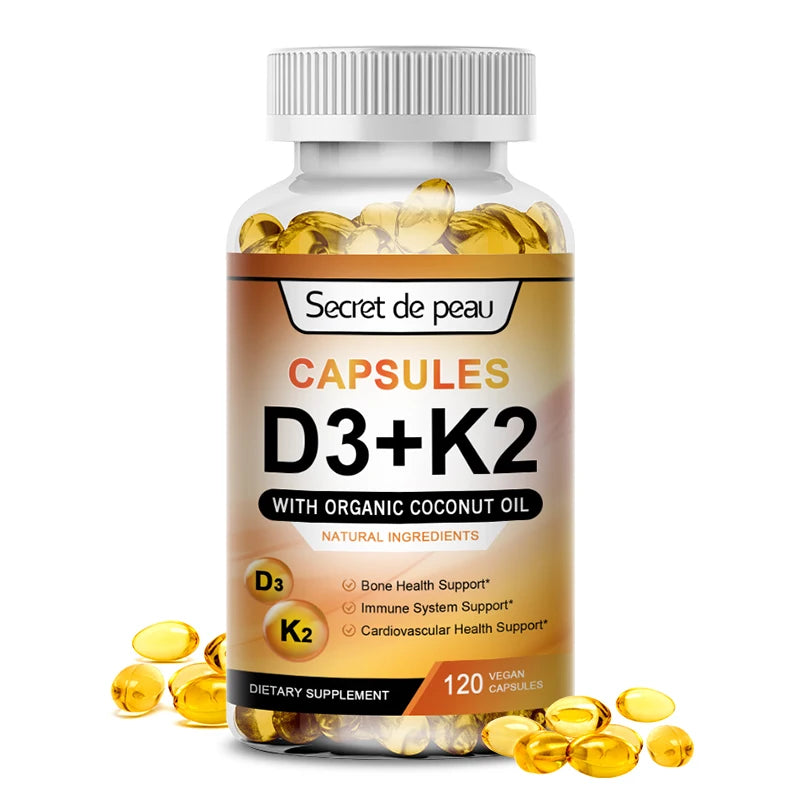Vitamin K2 (MK7) with D3 Supplement Non-GMO Dietary Supplement for Bone, Teeth, Muscle and Immune Health Support
