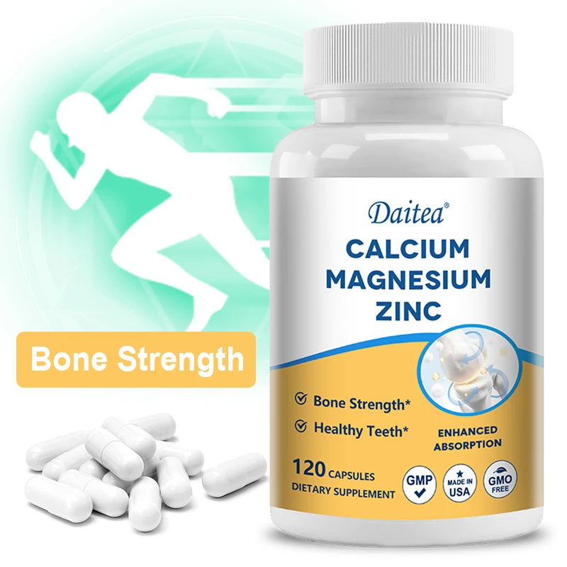 Calcium Magnesium Zinc Supplement, Supports Bone, Teeth, Muscle and Joint Health, Promotes Nerve Function, Immunity, Digestion
