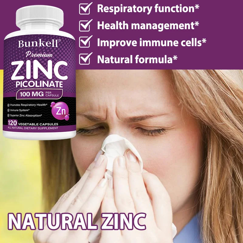 Premium Zinc Picolinate 100 Mg - Immune Defense Strengthens The Immune System and Cell Regeneration, Natural Antioxidant