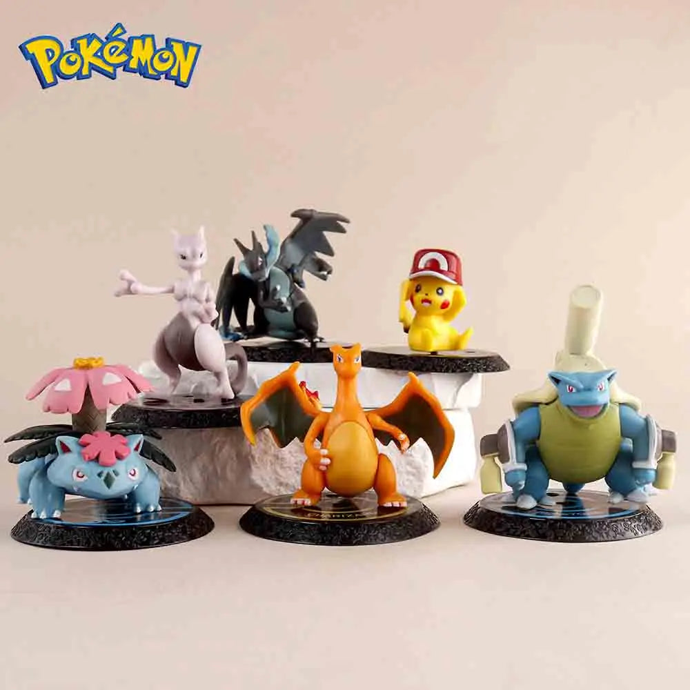 Pokemon 6Pcs Anime Figure Pikachu 6-7cm Figure Charizard Blastoise Squirtle Bulbasaur Action Figures Model Toys Gifts