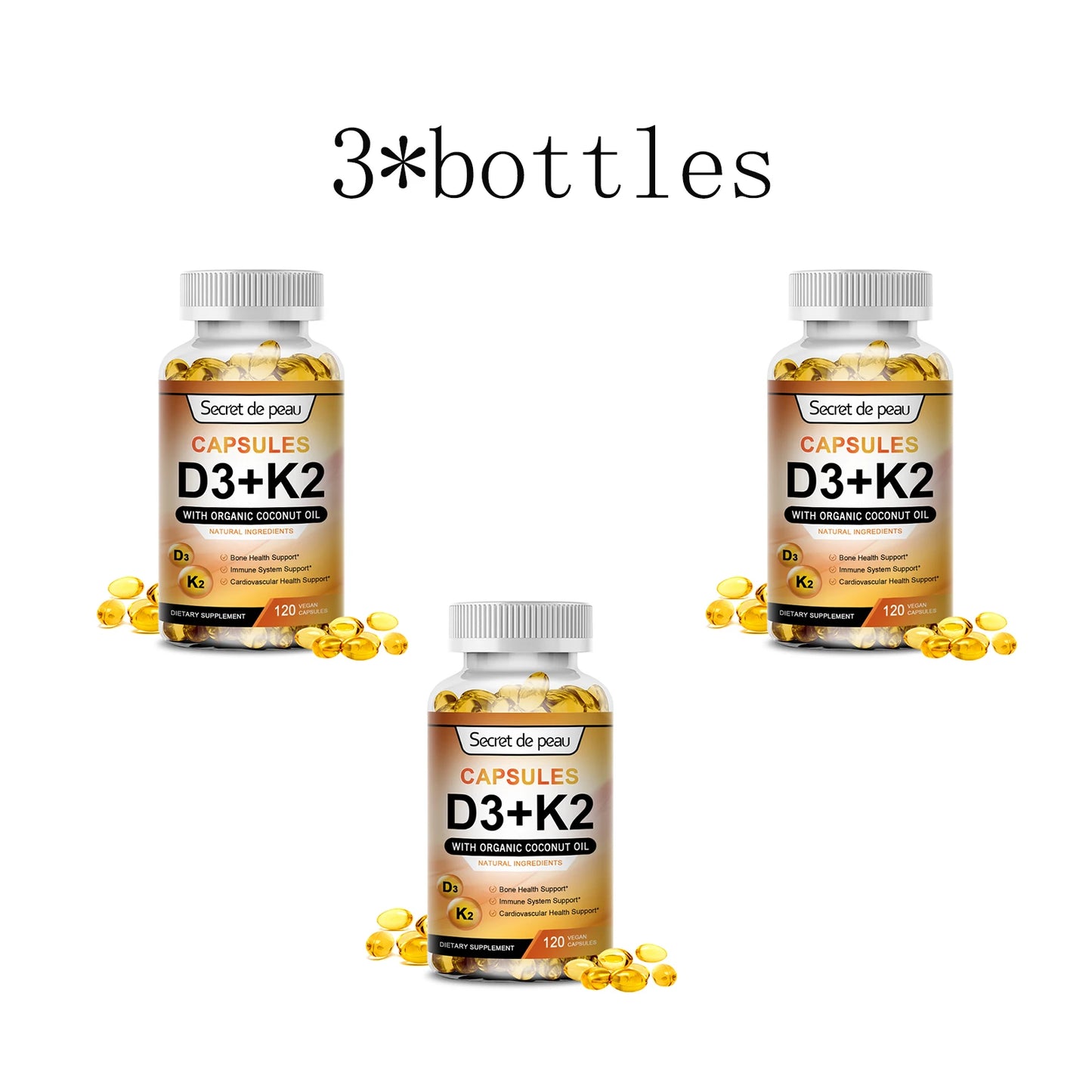 Vitamin K2 (MK7) with D3 Supplement Non-GMO Dietary Supplement for Bone, Teeth, Muscle and Immune Health Support