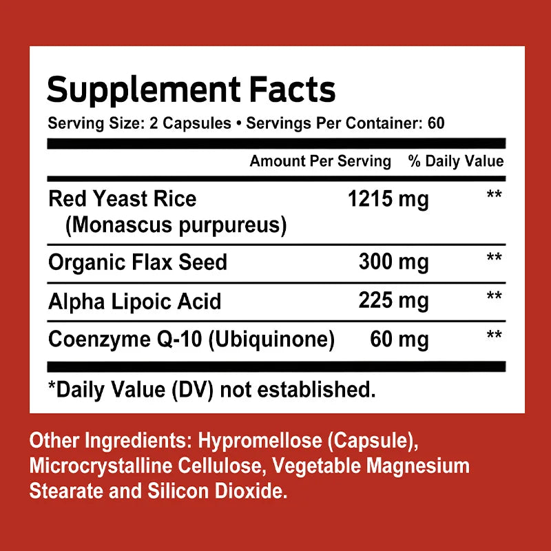 Red Yeast Rice Extract, Containing Coenzyme Q10, Has Antioxidant Effects, Supports Heart Health, and Balances Blood Pressure