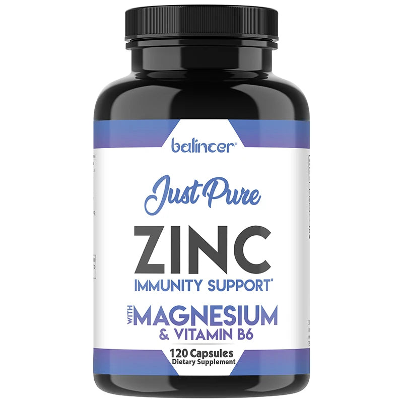 Magnesium, Zinc & Vitamin B6, High Potency Supplement, Supports Bone & Immune Health, All Natural Antioxidants, 120 Capsules